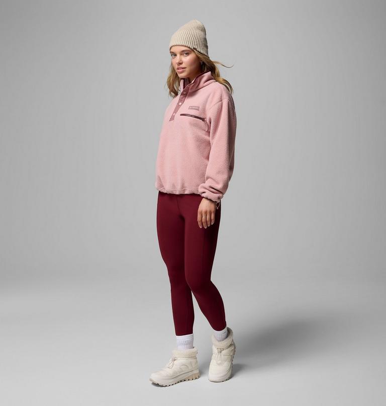 Helvetia II Cropped Half Snap Fleece, Color: Eraser Pink, Fig, Rich Wine, image 2