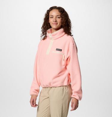 Women's Helvetia II Cropped Sherpa Half Snap Fleece, Color: Pink Sand, image 7