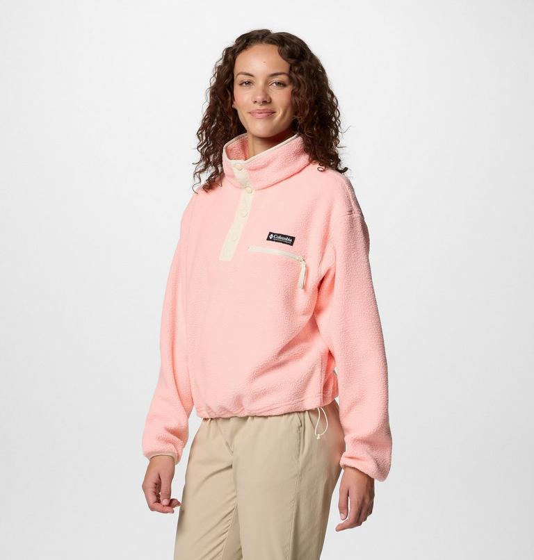 Helvetia II Cropped Half Snap Fleece, Color: Pink Sand, image 3