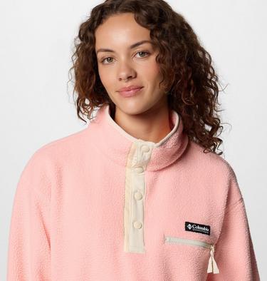 Women's Helvetia II Cropped Sherpa Half Snap Fleece, Color: Pink Sand, image 8