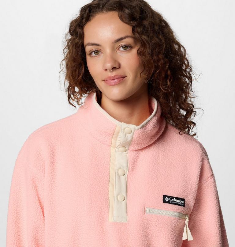 Helvetia II Cropped Half Snap Fleece, Color: Pink Sand, image 4