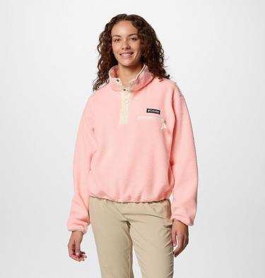 Helvetia II Cropped Half Snap Fleece, Color: Pink Sand, image 17