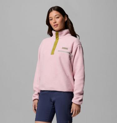 Women's Helvetia II Cropped Sherpa Half Snap Fleece, Color: Pink Agate, Peppercorn, Flint Grey, image 12