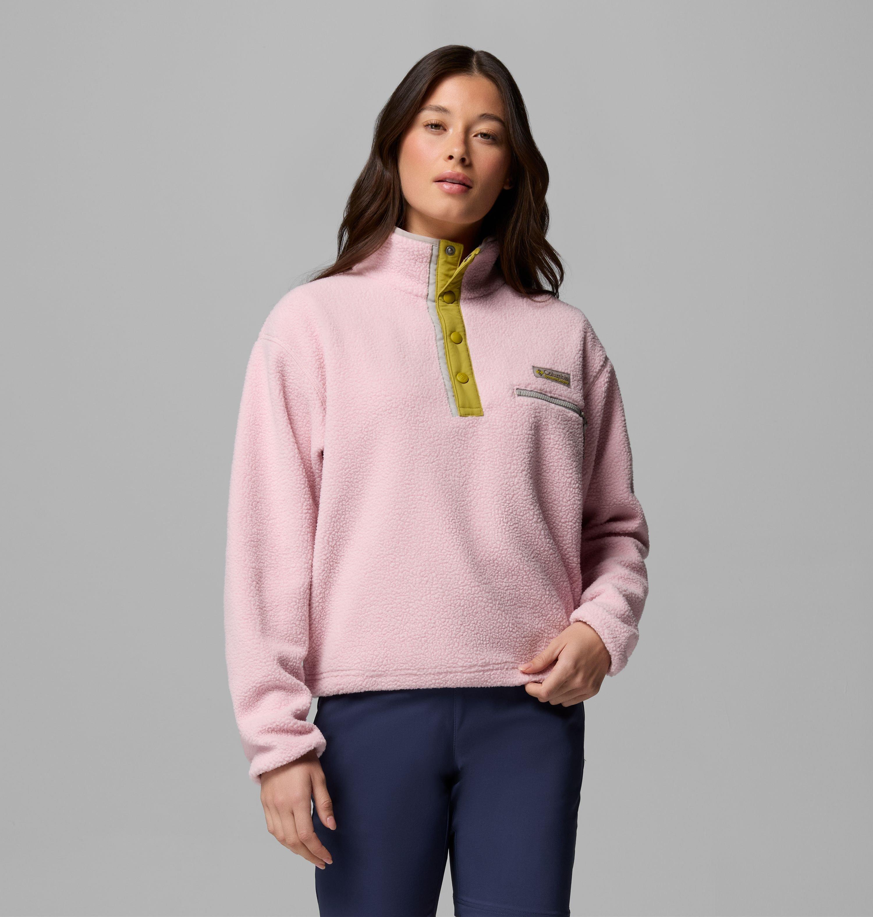 Columbia Sportswear Women's Red Columbia - Helvetia™ Ii Cropped Sherpa Half Snap Fleece - Pink Agate, Peppercorn, Flint Grey Small