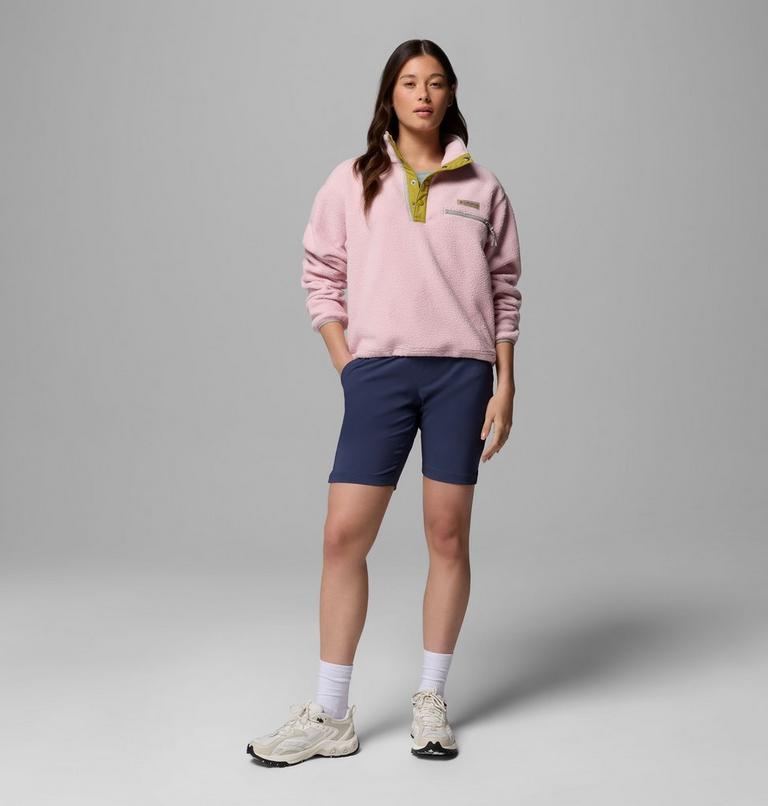 Women's Helvetia II Cropped Sherpa Half Snap Fleece, Color: Pink Agate, Peppercorn, Flint Grey, image 2