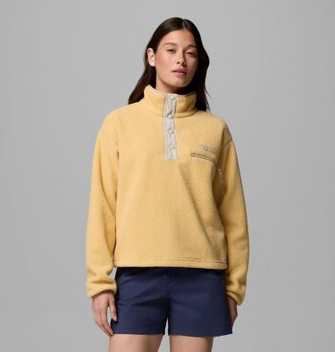 Helvetia II Cropped Half Snap Fleece, Color: Sand Dune, Dark Stone, Ancient Fossil, image 7