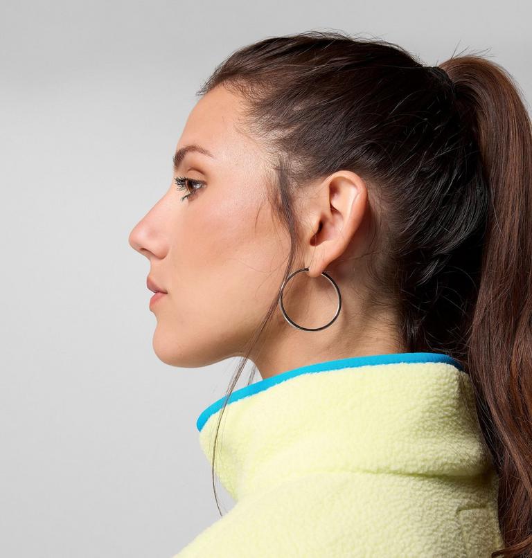 Women's Helvetia II Cropped Sherpa Half Snap Fleece, Color: Citron Haze, Black, Compass Blue, image 7