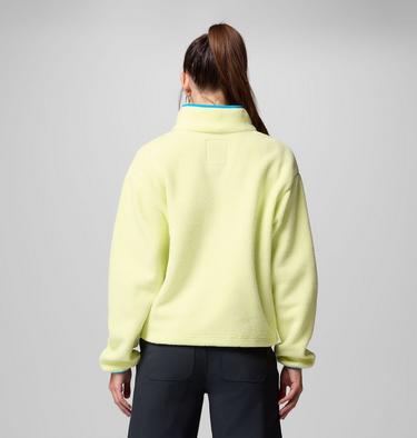 Women's Helvetia II Cropped Sherpa Half Snap Fleece, Color: Citron Haze, Black, Compass Blue, image 3