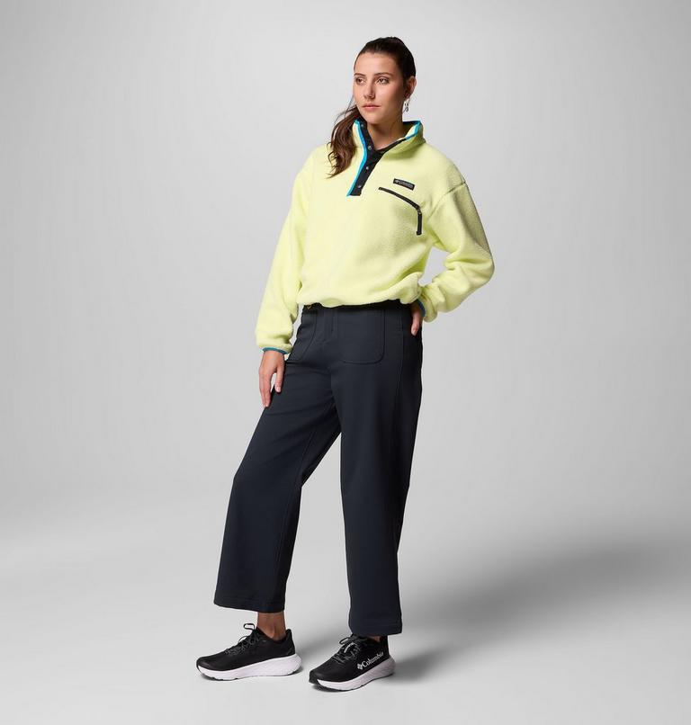 Women's Helvetia II Cropped Sherpa Half Snap Fleece, Color: Citron Haze, Black, Compass Blue, image 8