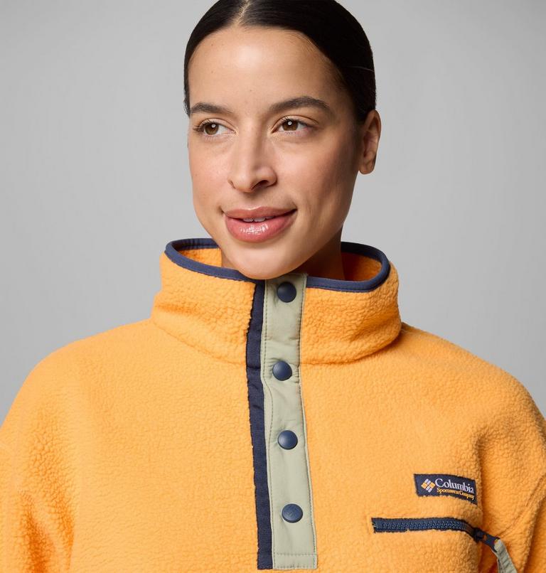 Women's Helvetia II Cropped Sherpa Half Snap Fleece, Color: Summer Orange, image 4