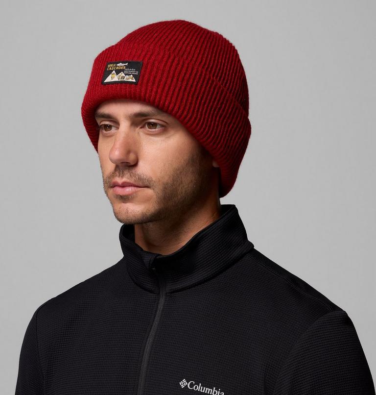 Unisex Provisions Cuffed Beanie, Color: Red Dahlia, Heritage High Cascades, image 3