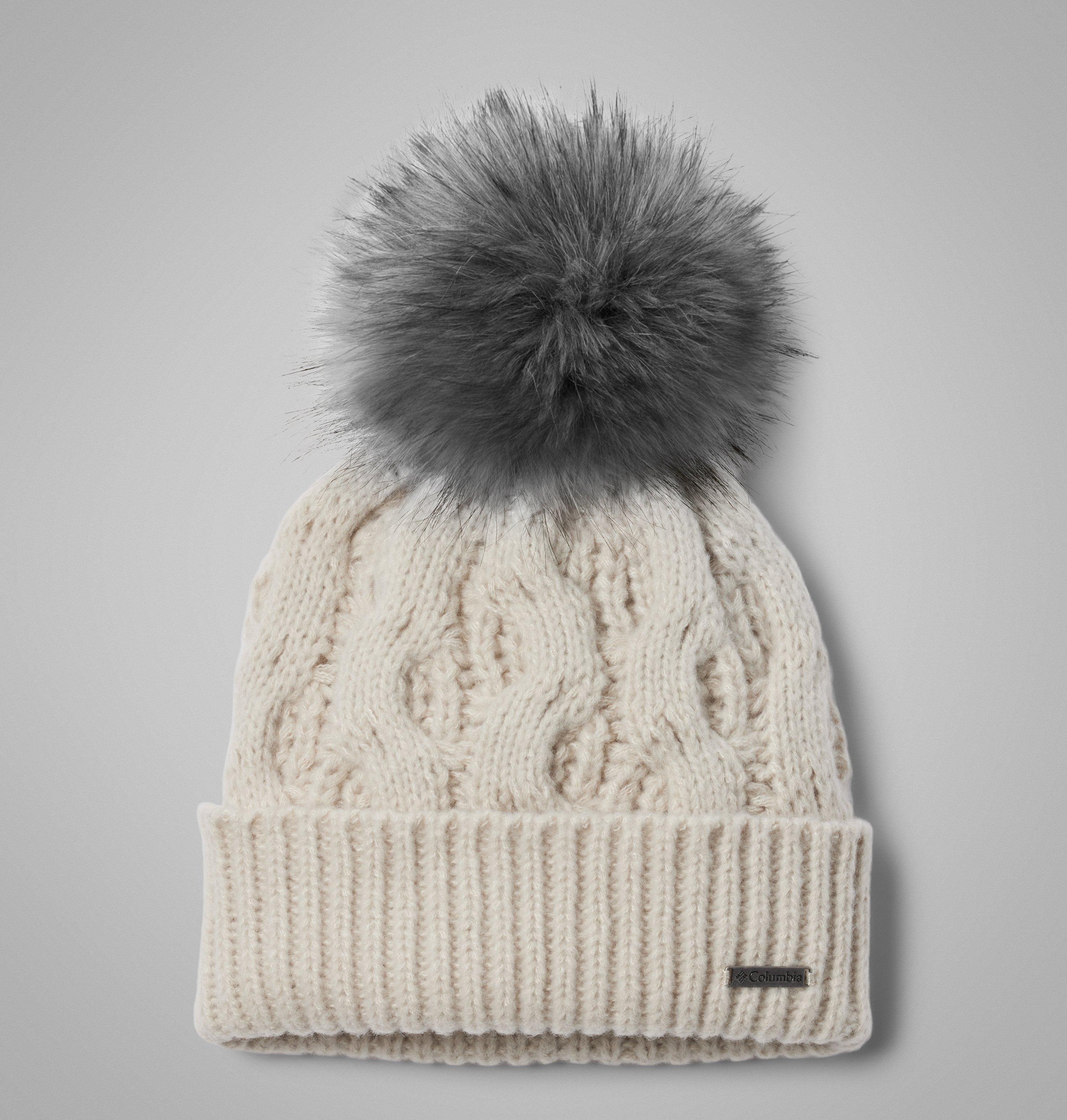 Columbia Sportswear Unisex Brown Columbia - Boundless Days™ Cable Knit Pom Beanie - Dark Stone Small