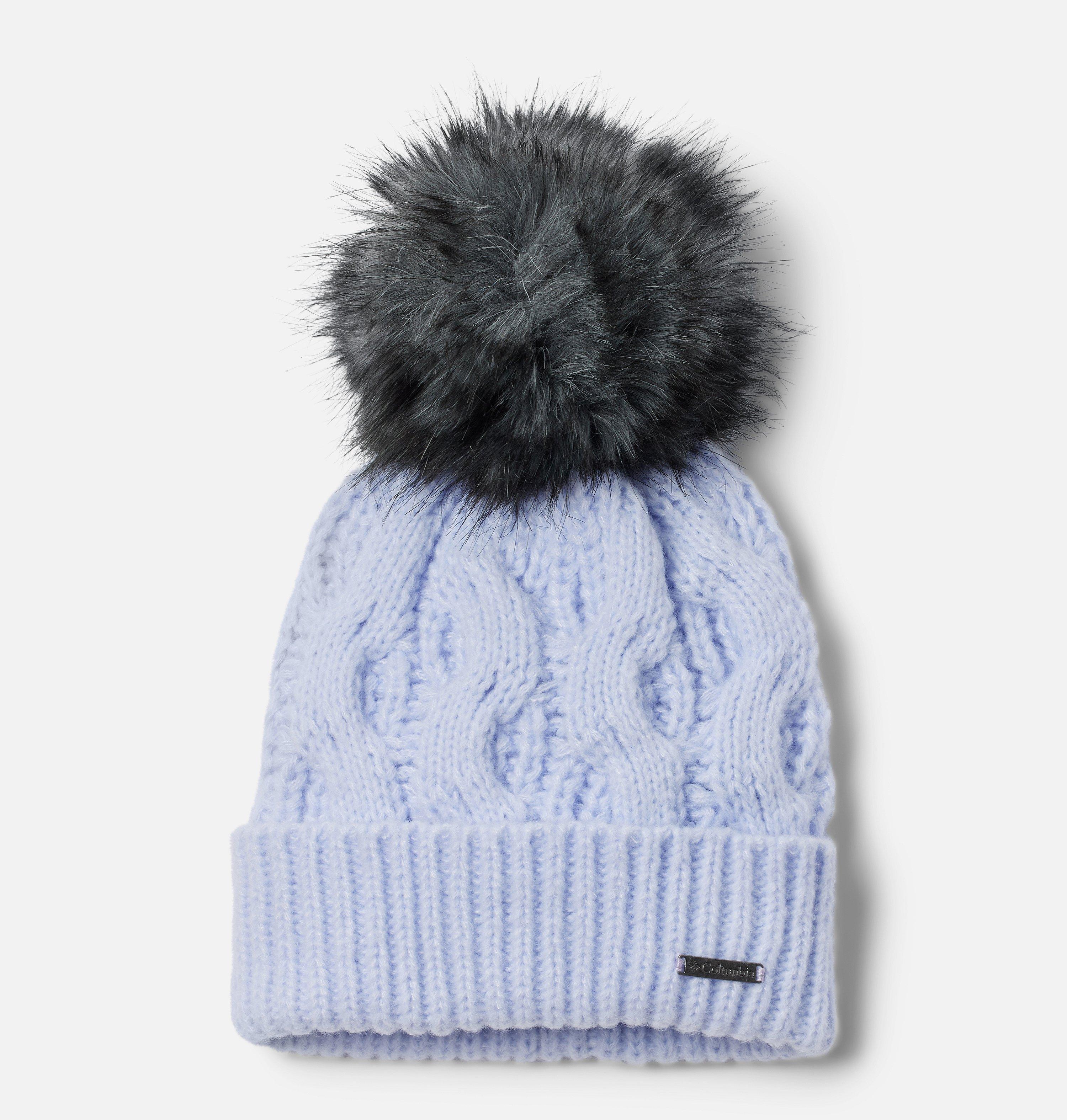 Columbia OS Hat Purple Boundless Days Cable Knit Pom Beanie Snowdrift Purple NWT Columbia Women main image 4