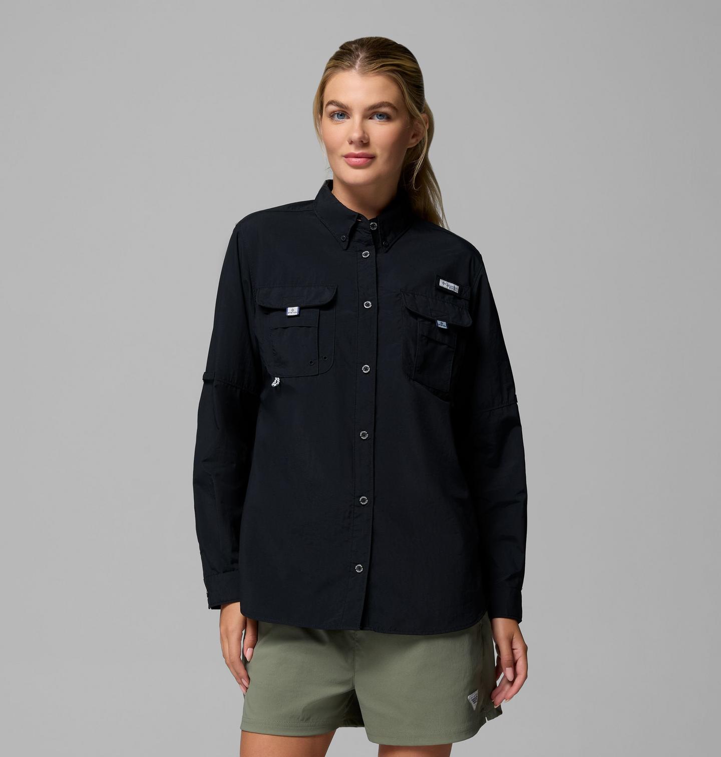 Женская рубашка Columbia PFG Bahama II Long Sleeve, цвет: Чёрный — фото 1