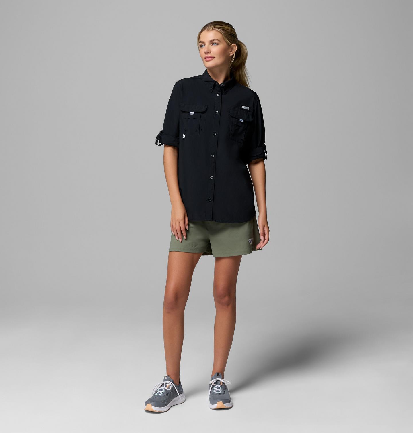 Женская рубашка Columbia PFG Bahama II Long Sleeve, цвет: Чёрный — фото 2