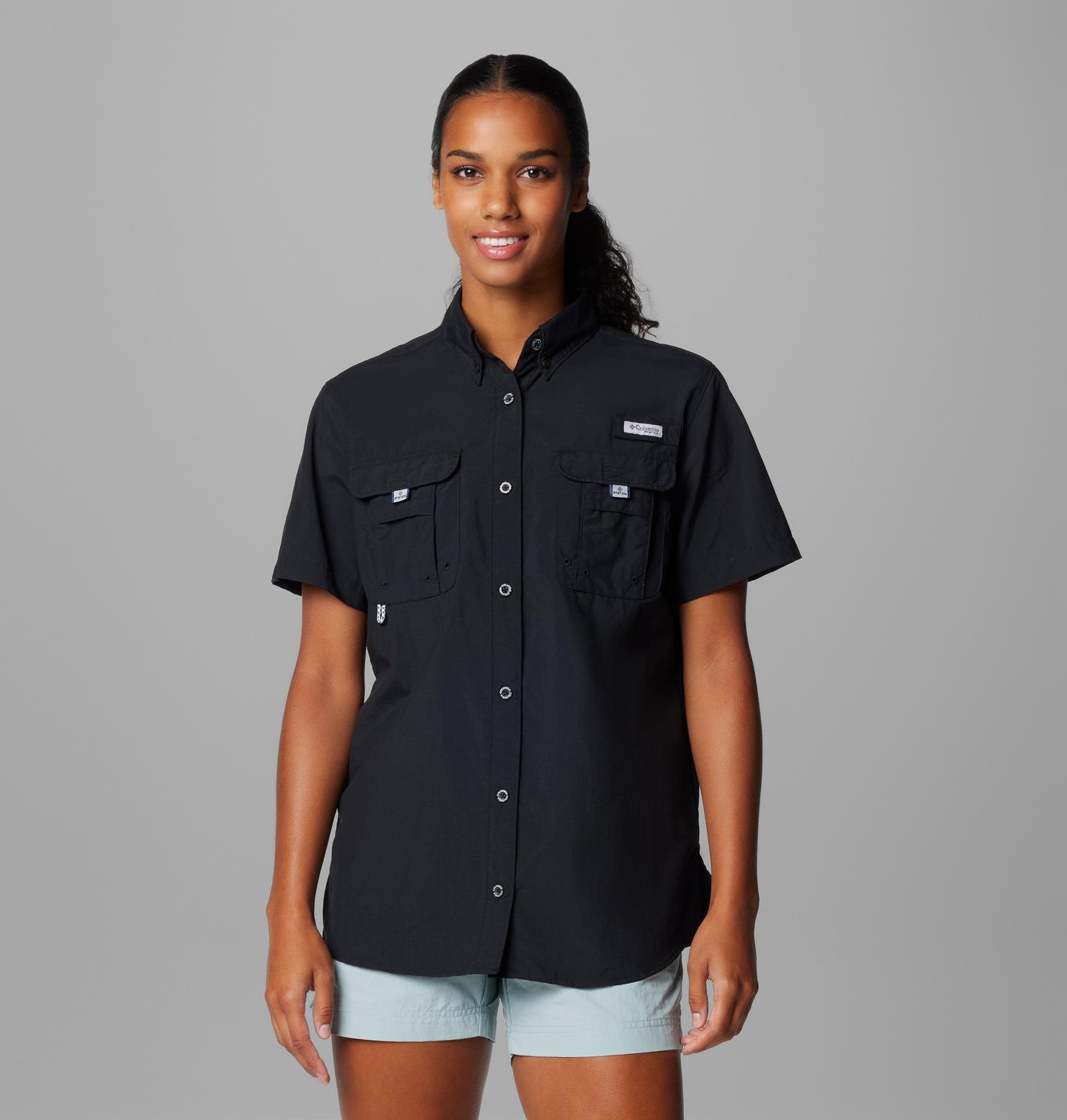 Женская рубашка Columbia PFG Bahama II Short Sleeve, цвет: Чёрный — фото 1
