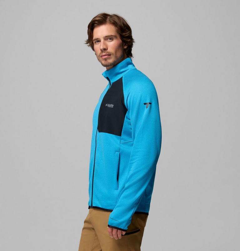 Men's Triple Canyon II Grid Fleece Jacket, Color: Compass Blue Heather, Black, image 4