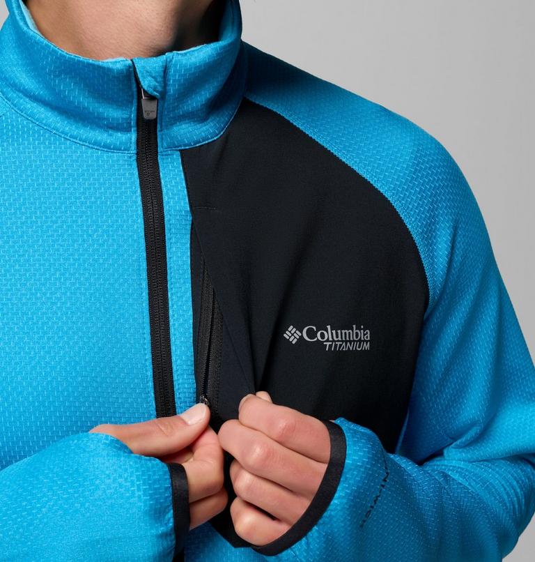 Men's Triple Canyon II Grid Fleece Jacket, Color: Compass Blue Heather, Black, image 7