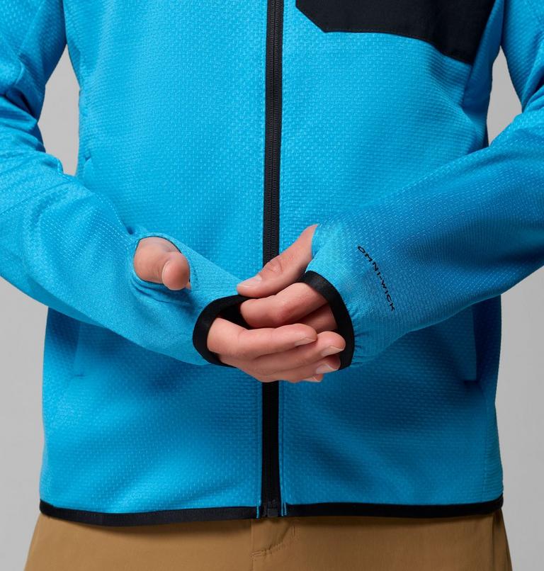 Men's Triple Canyon II Grid Fleece Jacket, Color: Compass Blue Heather, Black, image 9