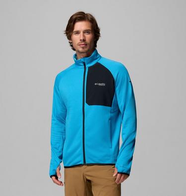 Men's Triple Canyon II Grid Fleece Jacket, Color: Compass Blue Heather, Black, image 3