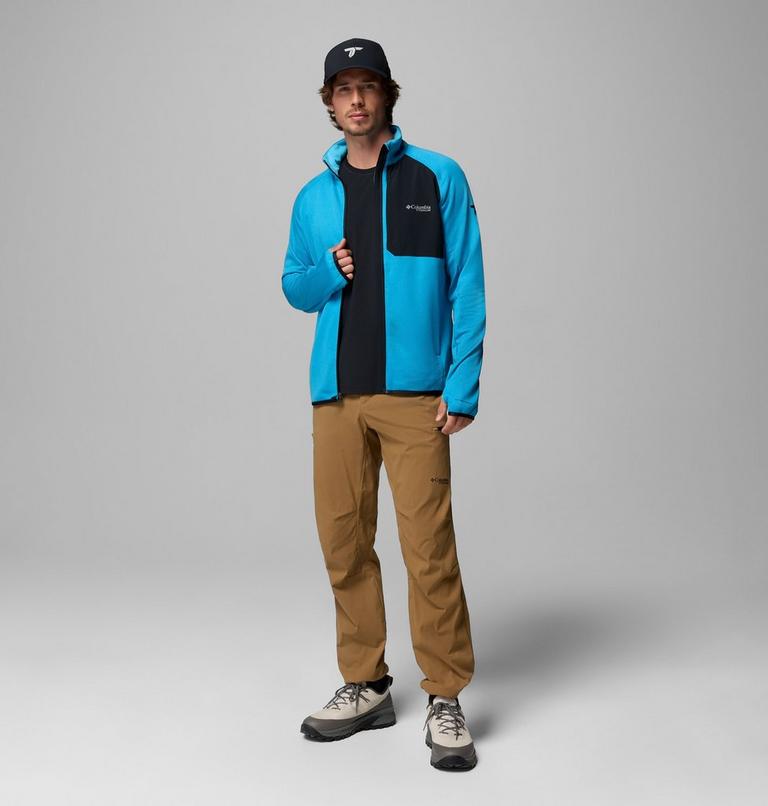 Men's Triple Canyon II Grid Fleece Jacket, Color: Compass Blue Heather, Black, image 2