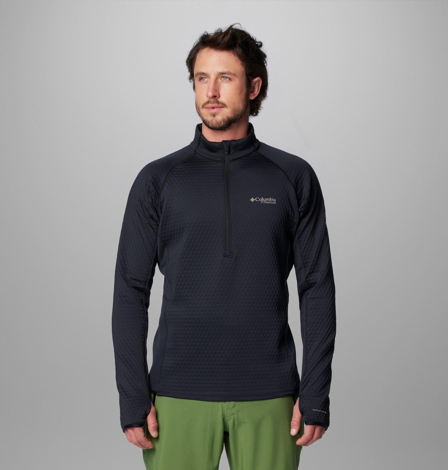 Мужской свитер Columbia Crystal Leaf Omni-Heat Helix Half Zip Pullover, цвет: Чёрный — фото 1