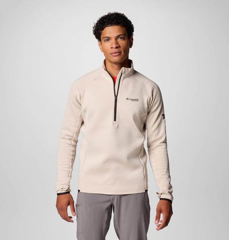Men's Crystal Leaf Omni-Heat Helix Technical Half Zip Fleece, Color: Dark Stone, Black, image 1