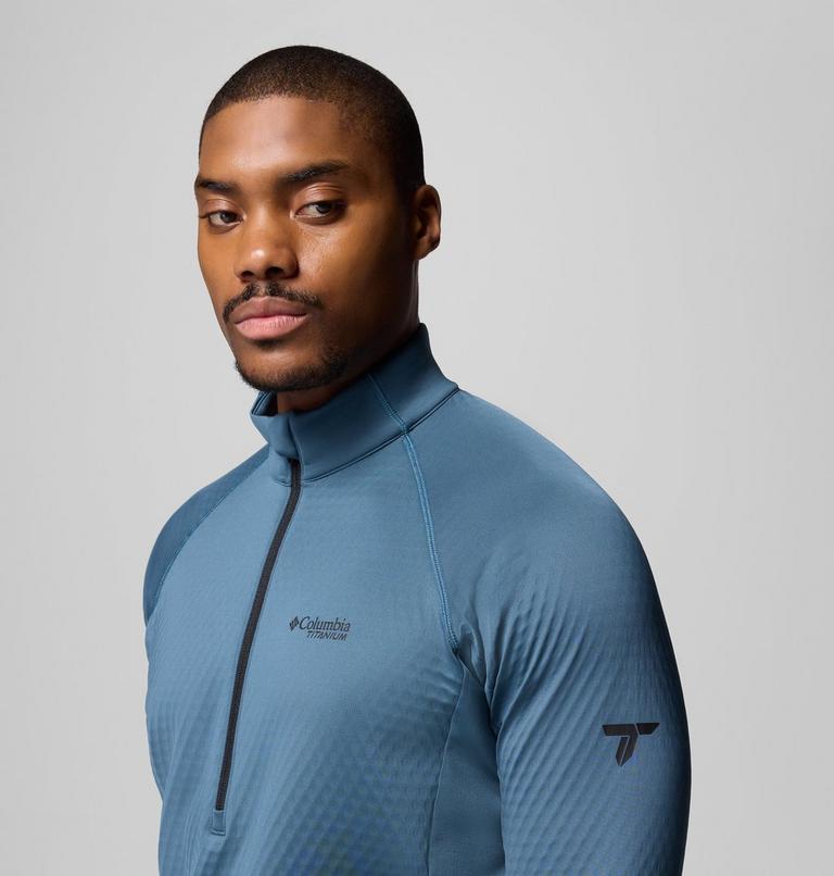 Men's Crystal Leaf Omni-Heat Helix Technical Half Zip Fleece, Color: Everblue, Black, image 9