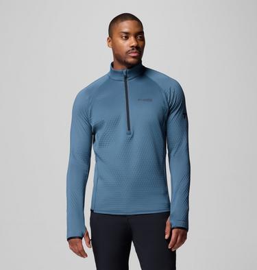 Men's Crystal Leaf Omni-Heat Helix Technical Half Zip Fleece, Color: Everblue, Black, image 3
