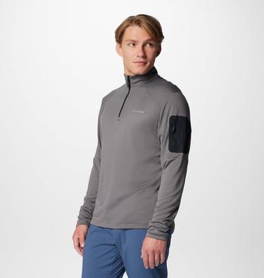 Men's Columbia Tech Half zip Knit Sweatshirt, Color: City Grey, Black, image 12