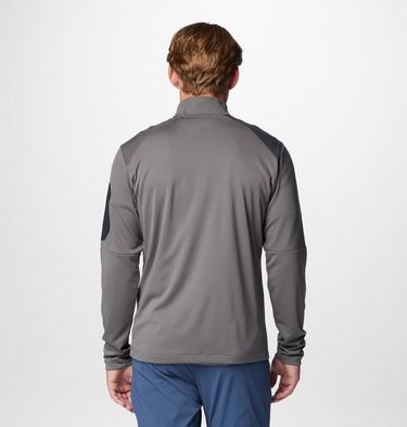 Men's Columbia Tech Half zip Knit Sweatshirt, Color: City Grey, Black, image 2