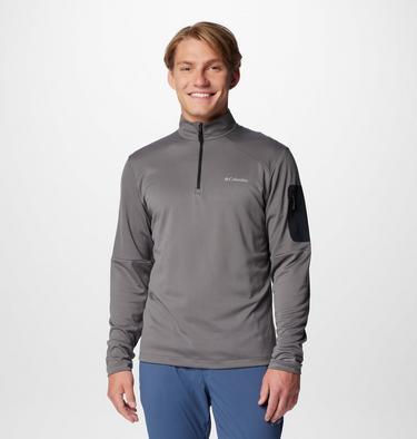 Men's Columbia Tech Half zip Knit Sweatshirt, Color: City Grey, Black, image 1