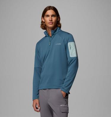 Men's Columbia Tech Half zip Knit Sweatshirt, Color: Everblue, Crushed Blue, image 4