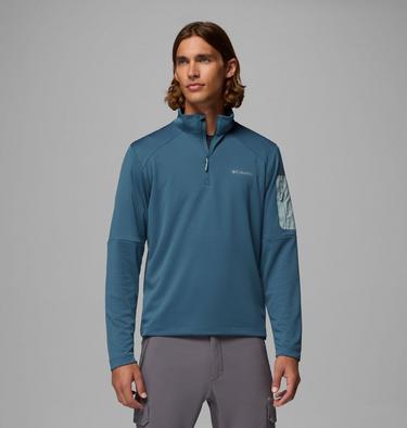 Men's Columbia Tech Half zip Knit Sweatshirt, Color: Everblue, Crushed Blue, image 3