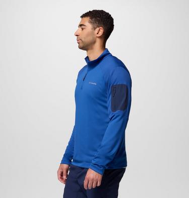Men's Columbia Tech Half zip Knit Sweatshirt, Color: Mtn Blue, Coll Navy, image 8