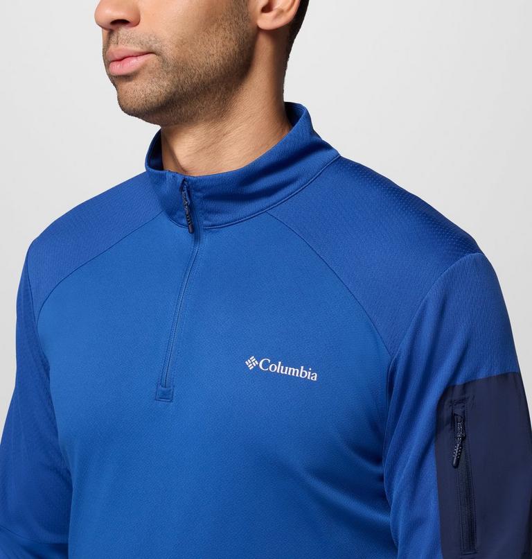 Men's Columbia Tech Half zip Knit Sweatshirt, Color: Mtn Blue, Coll Navy, image 5