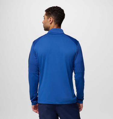 Men's Columbia Tech Half zip Knit Sweatshirt, Color: Mtn Blue, Coll Navy, image 7