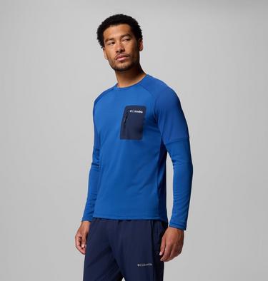 Men's Columbia Tech Long Sleeve Technical Knit Sweatshirt, Color: Mtn Blue, Coll Navy, image 4