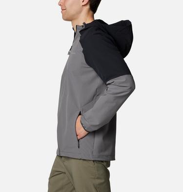 Men's Columbia Tech Softshell Hooded Jacket, Color: City Grey, Black, image 11