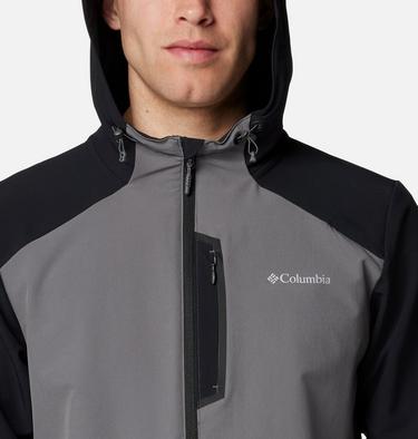 Men's Columbia Tech Softshell Hooded Jacket, Color: City Grey, Black, image 12