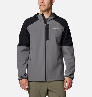 Men's Columbia Tech Softshell Hooded Jacket, Color: City Grey, Black, image 5