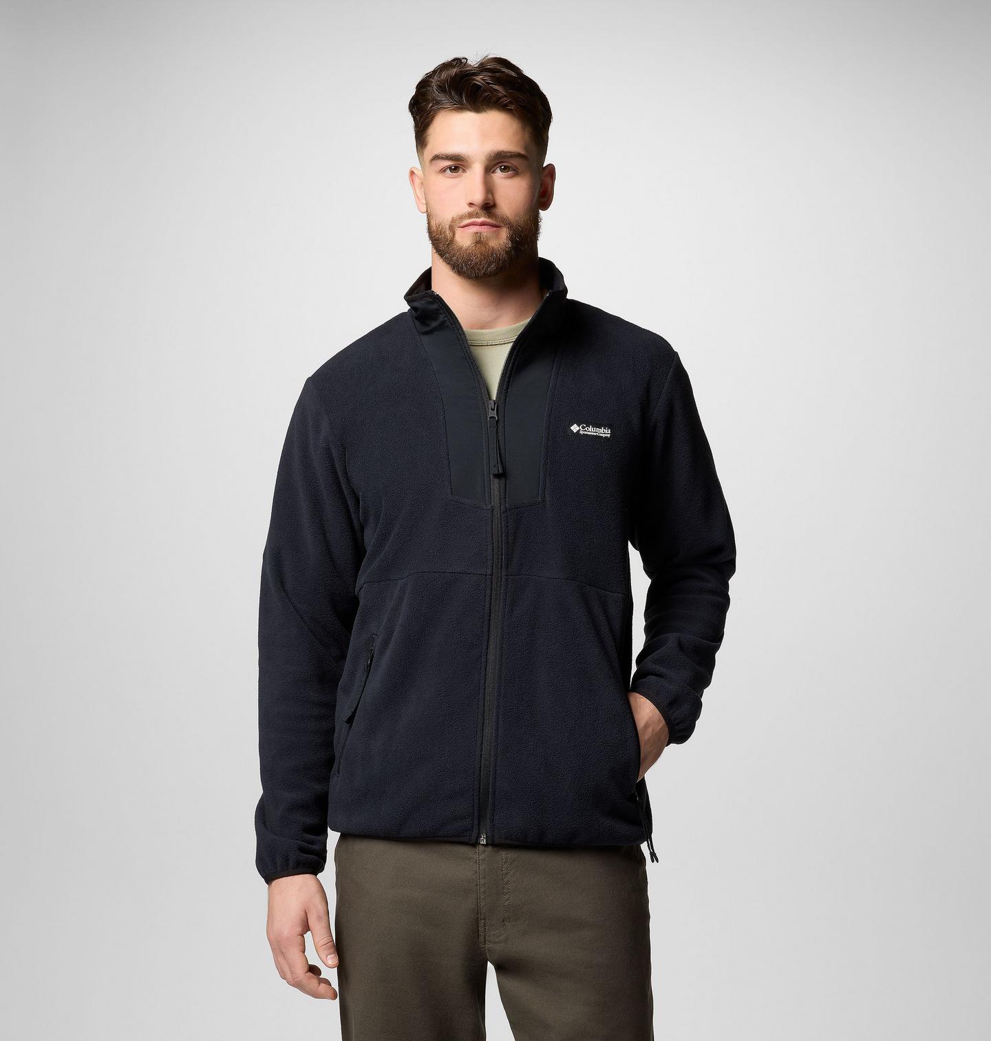 Мужские куртки Columbia Sequoia Grove Full Zip Fleece - Tall, цвет: Чёрный — фото 1