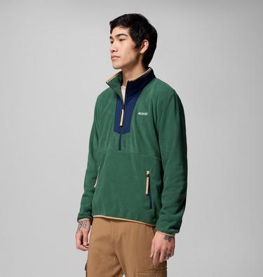 Men's Sequoia Grove Half Zip Fleece, Color: Rain Forest, Coll Navy, image 8