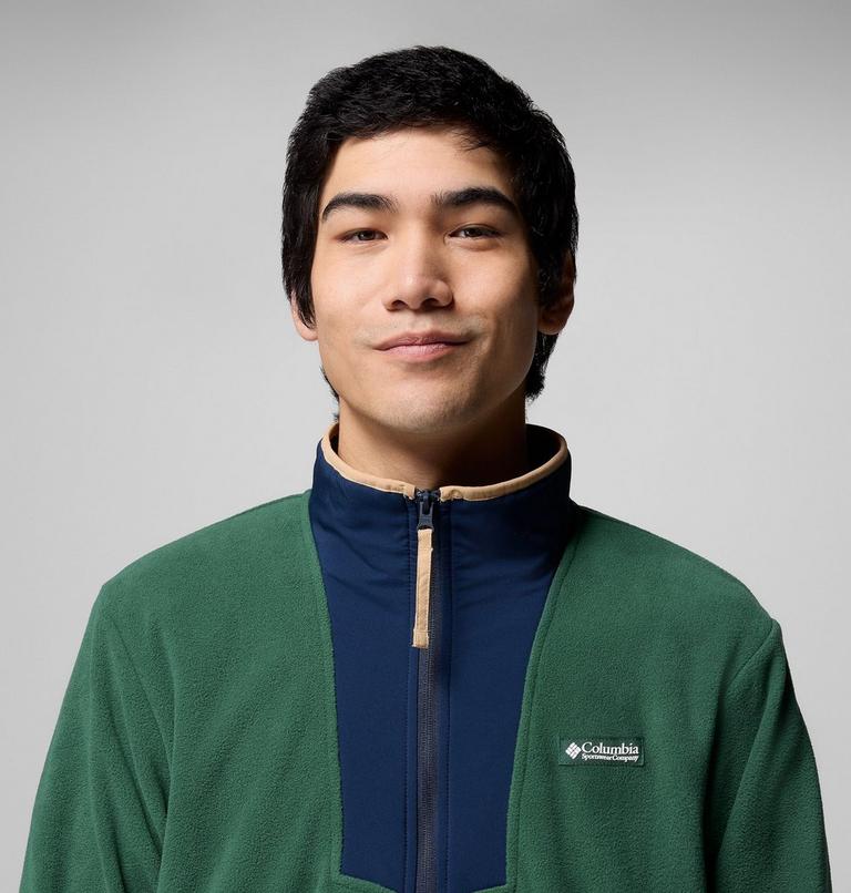 Men's Sequoia Grove Half Zip Fleece, Color: Rain Forest, Coll Navy, image 5