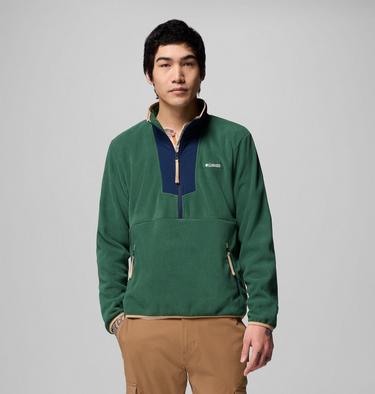 Men's Sequoia Grove Half Zip Fleece, Color: Rain Forest, Coll Navy, image 3