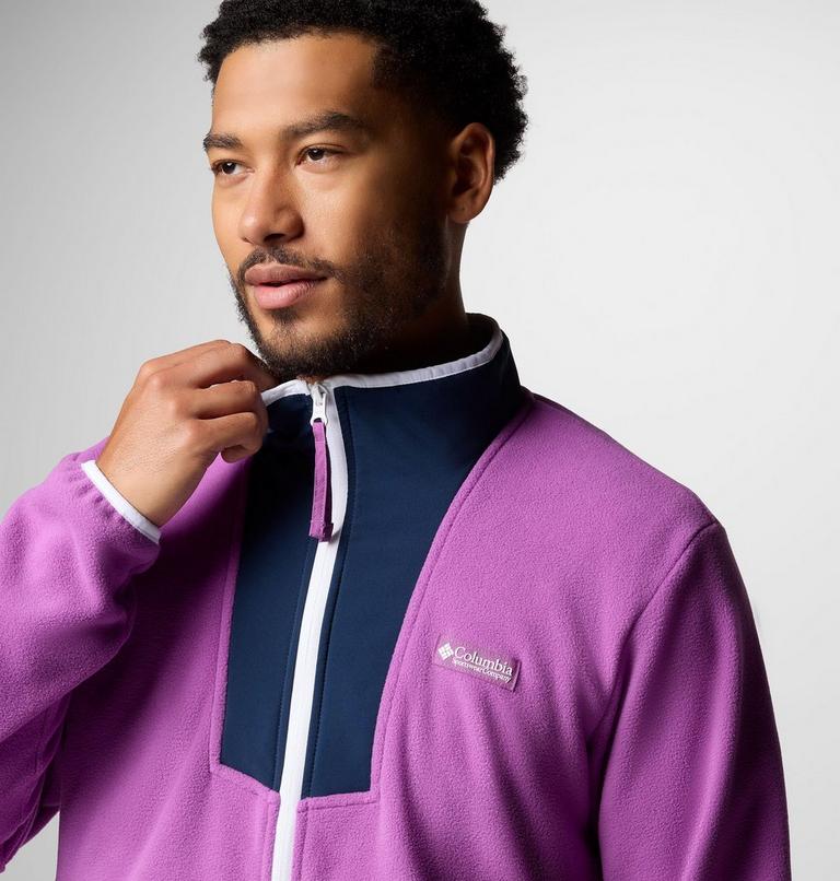 Men's Sequoia Grove Half Zip Fleece, Color: Razzle, Coll Navy, image 4