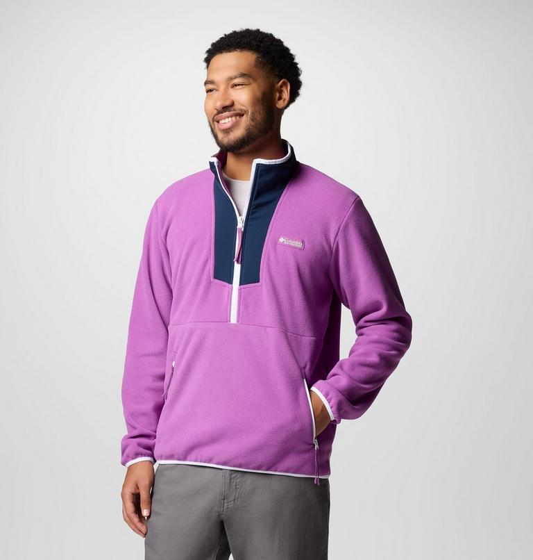 Men's Sequoia Grove Half Zip Fleece, Color: Razzle, Coll Navy, image 5