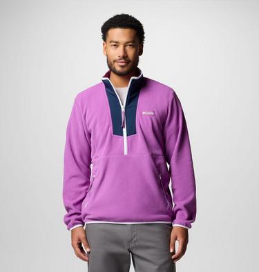 Men's Sequoia Grove Half Zip Fleece, Color: Razzle, Coll Navy, image 17