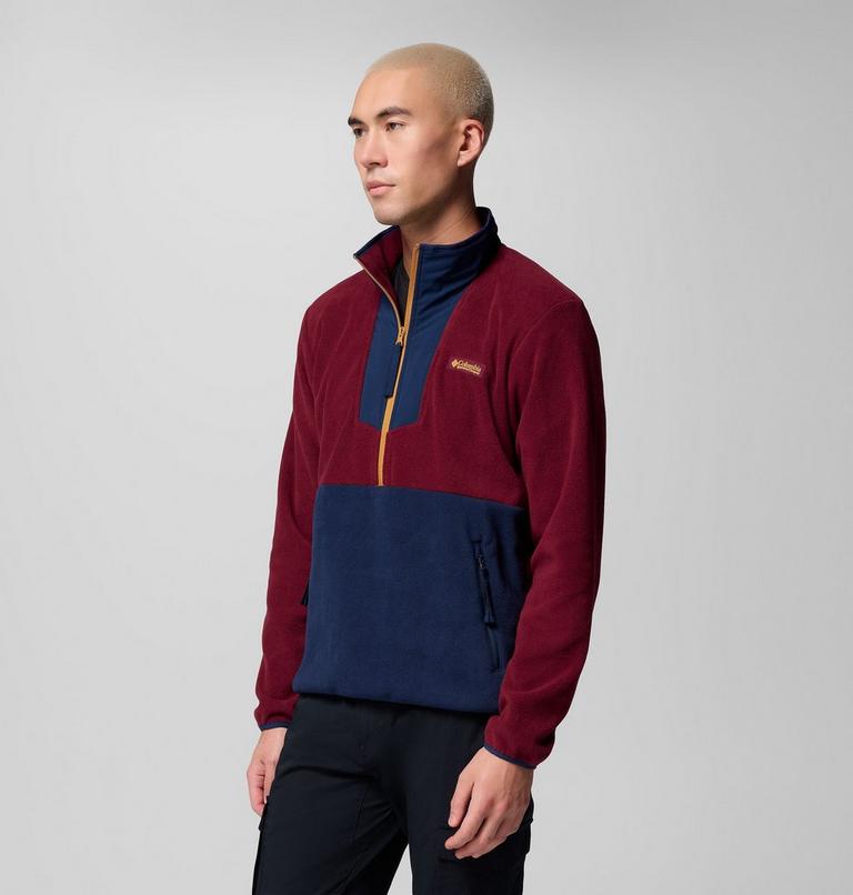 Men's Sequoia Grove Half Zip Fleece, Color: Rich Wine, Collegiate Navy, image 4