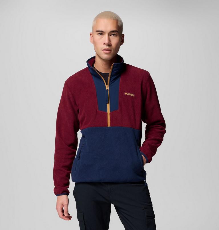 Men's Sequoia Grove Half Zip Fleece, Color: Rich Wine, Collegiate Navy, image 1